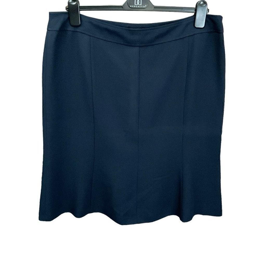 Ellen Tracy Midi Skirt Tulip Hem Navy Blue Side Zipper Closure Women Size 16
